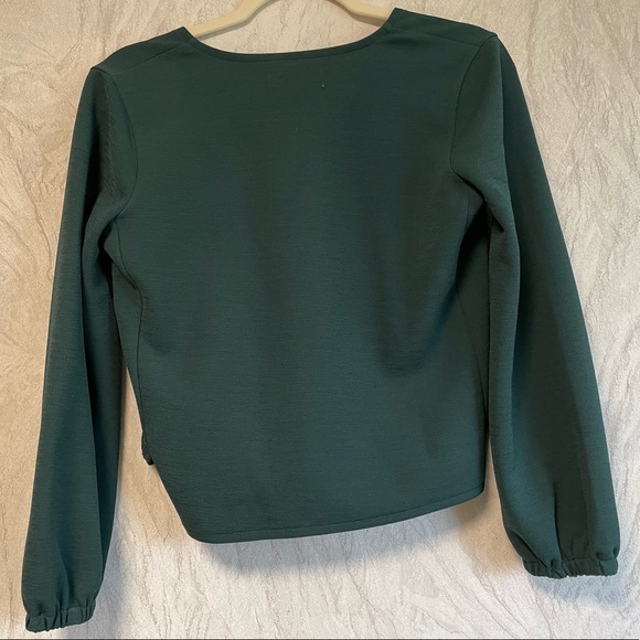 Madewell Crepe Wrap Top in Forest Green - Picture 3 of 8